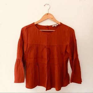Adewell Bell Sleeve Top in Burnt Orange